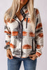 Gray Western Aztec Snap Buttoned Fleece Jacket