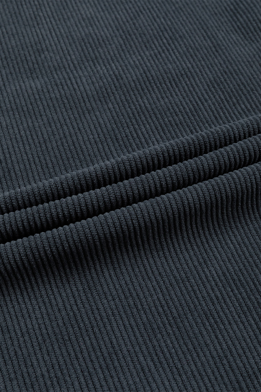 Dark Grey Ribbed Corded Oversized Sweatshirt