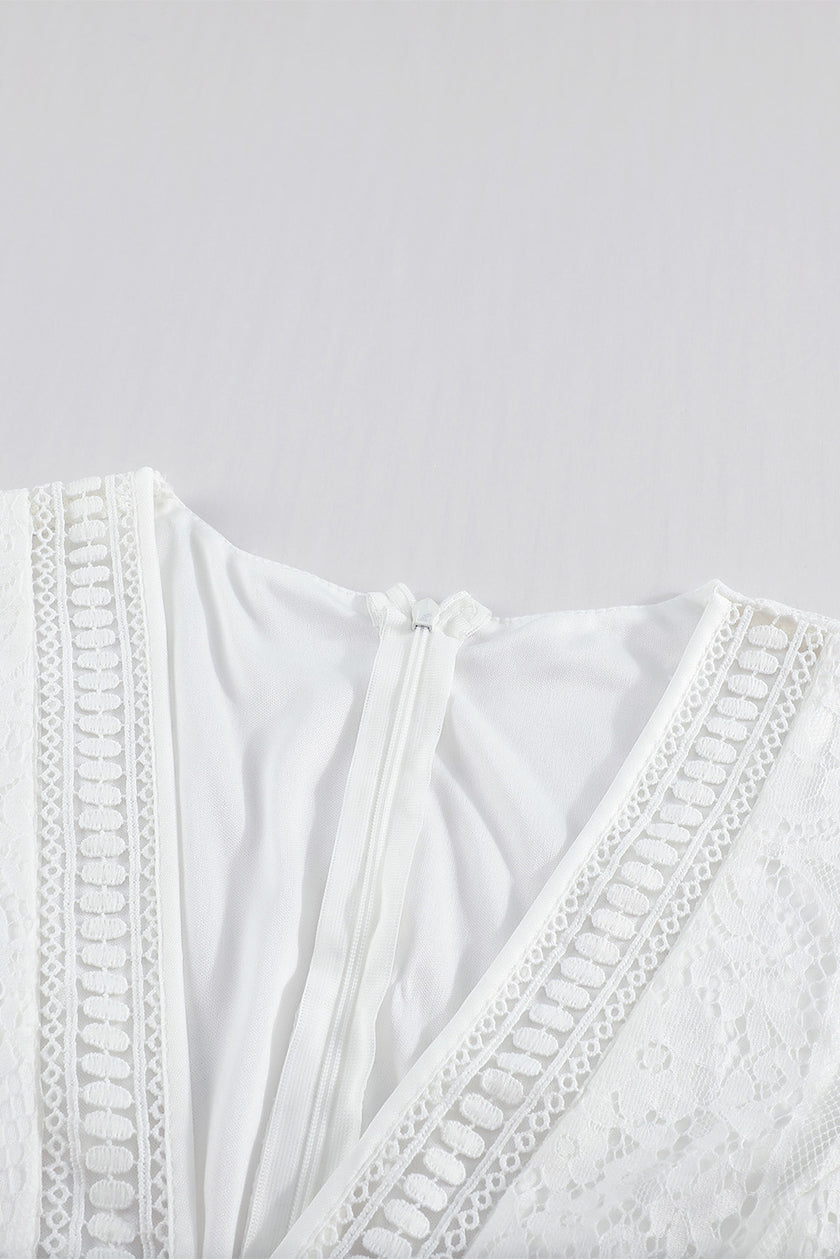 White Blue Fill Your Heart Lace Maxi Dress