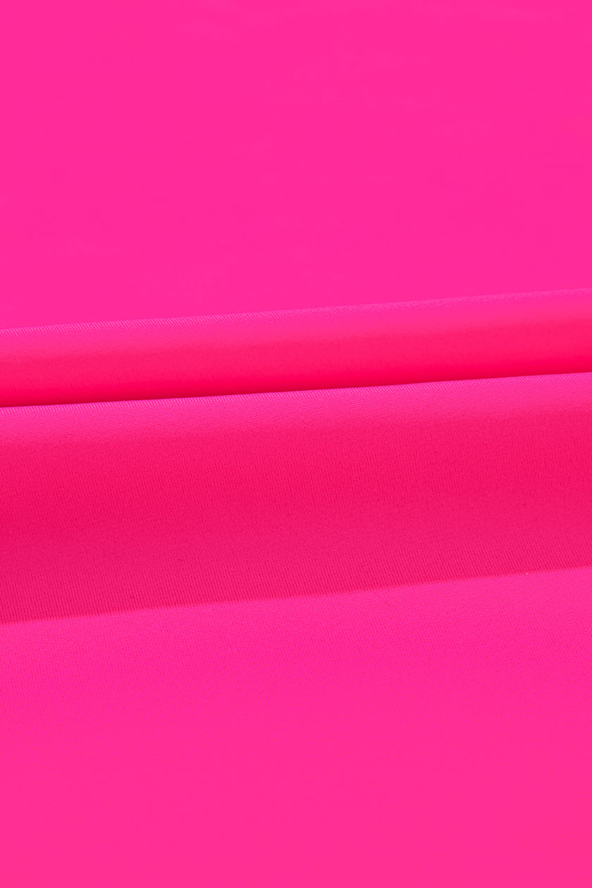 Rose Red Crisscross Straps Tie Back Flared One Piece Swimsuit