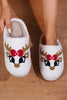 White Christmas Cartoon Pattern Plush Slippers