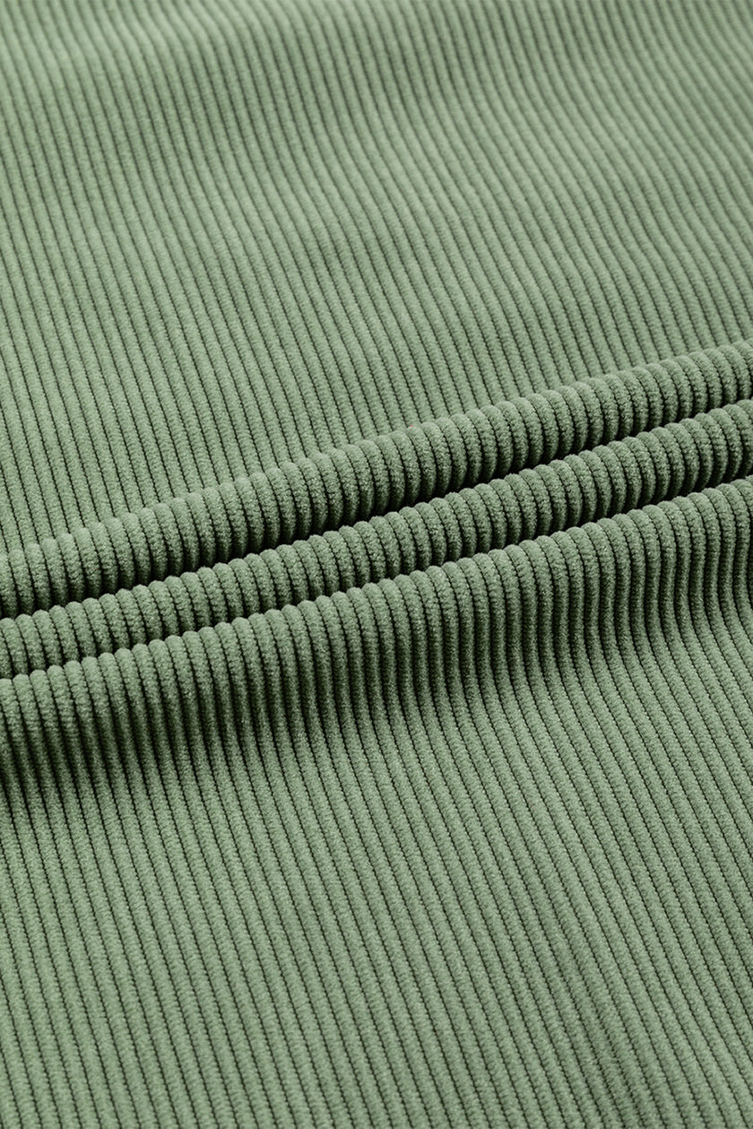 Green Ribbed Corded Oversized Sweatshirt