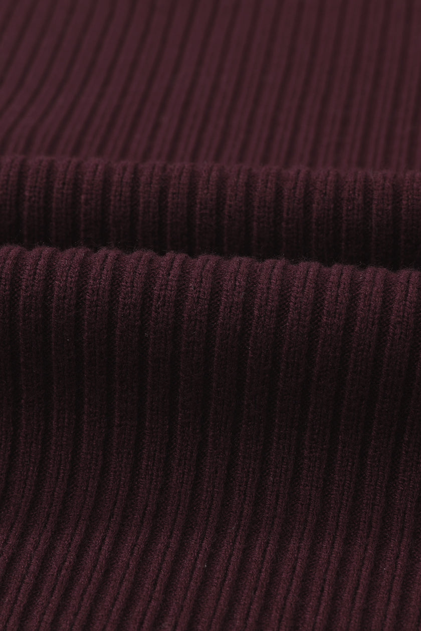 Mineral Red Patch Pocket Ribbed Knit Short Sleeve Sweater