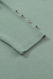 Green Buttoned Puff Long Sleeve Sheath Top