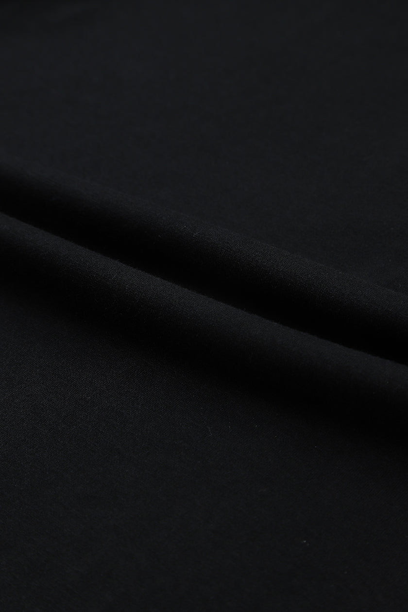 Black Button Up High Waist Long Sleeve Dress