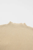 Oatmeal Patch Pocket Ribbed Knit Short Sleeve Sweater