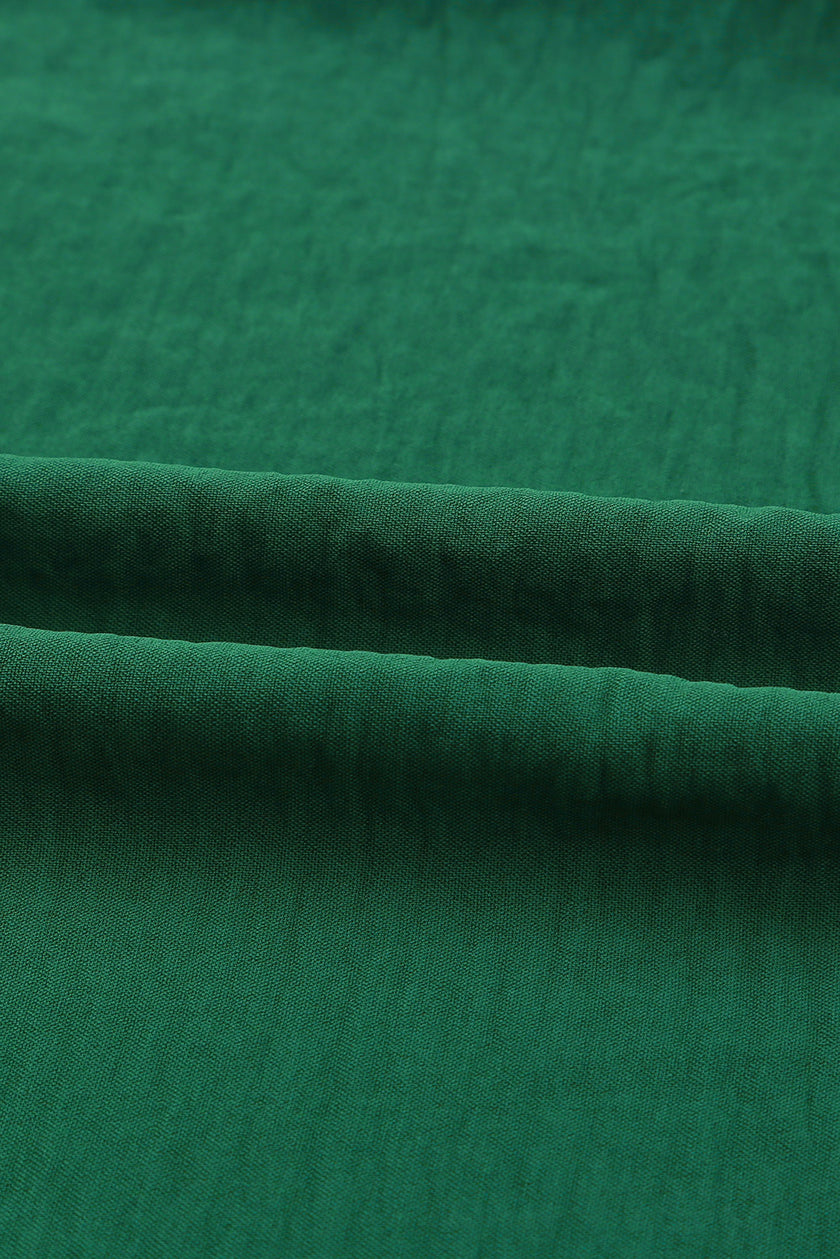 Green Smocked Wrist Shift Top