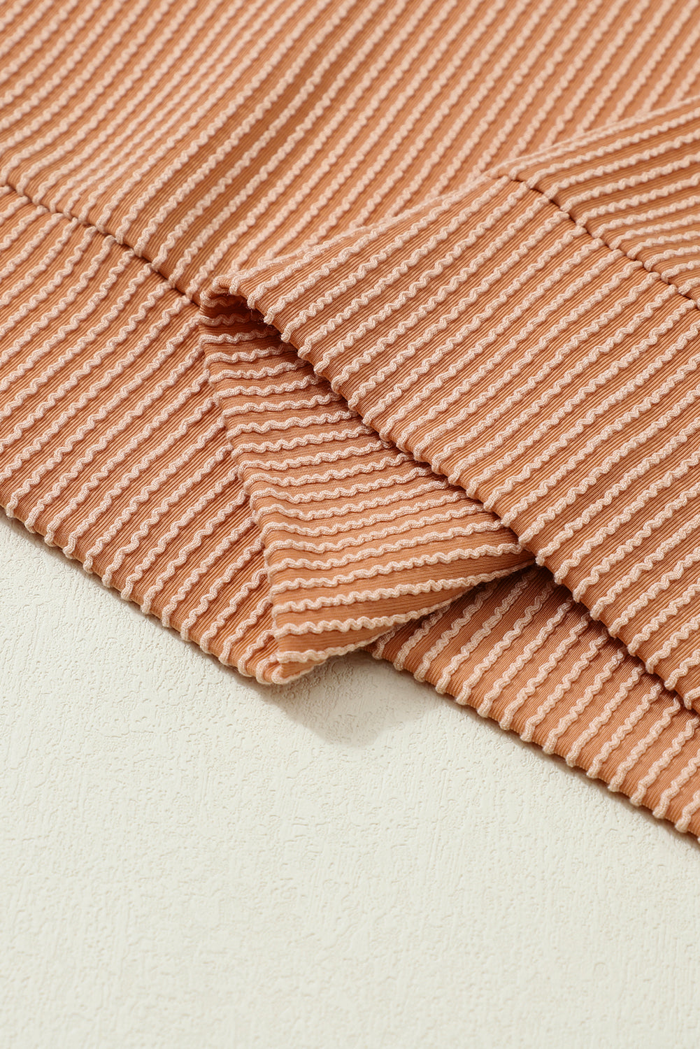 Khaki Color Block Long Sleeve Ribbed Loose Top