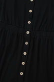Black Button Up High Waist Long Sleeve Dress
