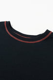 Black Contrast Stitching Split Baggy Sweatshirt