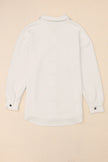 Solid Textured Flap Pocket Buttoned Shacket